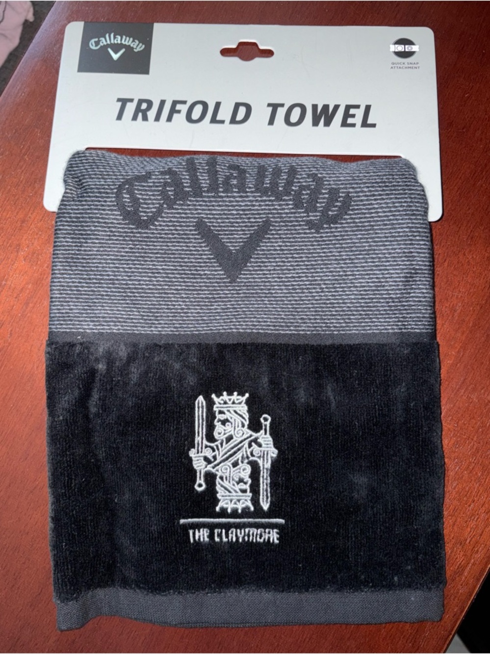 NWT- Callaway Golf TriFold Towel with Private Club Claymore Tournament Crest